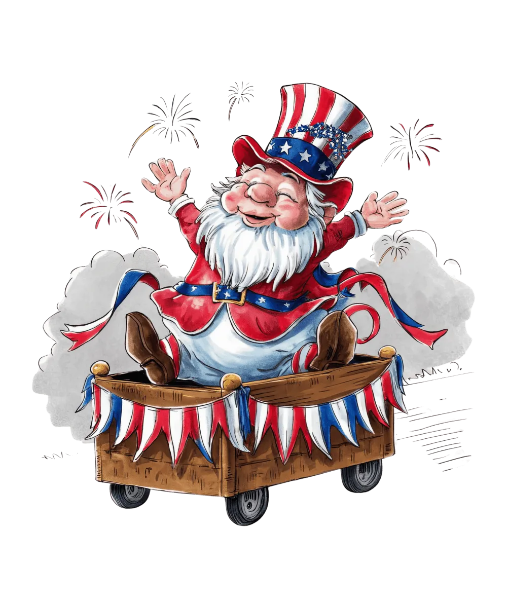 Patriotic Gnome Fireworks Fun - Ready To Print DTF Transfers