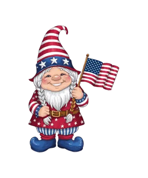 Patriotic Gnome Holding Flag - Ready To Print DTF Transfers