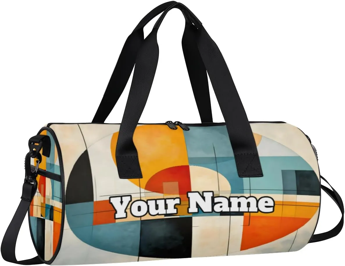 Personalized Abstract Circles Sport Gym Bag, Custom Name Duffel Bags for Men, Waterproof Custom Sport Duffel Bag, Gymnastics Dance, Colorful Circles