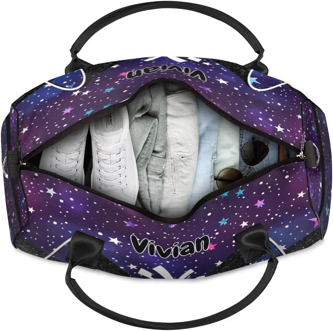 Personalized Cheerleader Cheer Bag Sport Duffel Bag with Name for Cheerleaders Customized Travel Overnight Weekender Bags, Colorful Star Glitter Bags