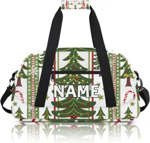 Personalized Custom Gym Bag for Women Men Carry on Christmas Holidays Travel Duffel Tote Pine Tree Overnight Workout Weekender Bag