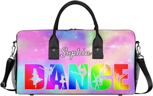 Personalized Dance Bag Gym Bags, Custom Neme Dance Ballet Sports Duffel Bags Weekender Bags Custom Travel Duffel Bag Bag Colorful Glitter Themes