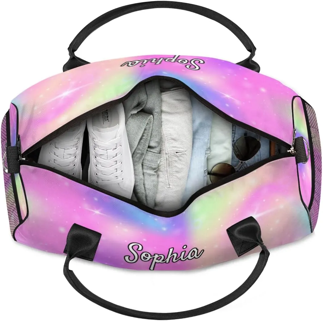 Personalized Dance Bag Gym Bags, Custom Neme Dance Ballet Sports Duffel Bags Weekender Bags Custom Travel Duffel Bag Bag Colorful Glitter Themes