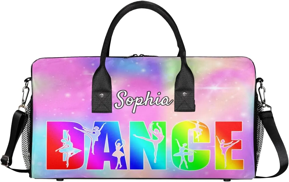 Personalized Dance Bag Gym Bags, Custom Neme Dance Ballet Sports Duffel Bags Weekender Bags Custom Travel Duffel Bag Bag Colorful Glitter Themes