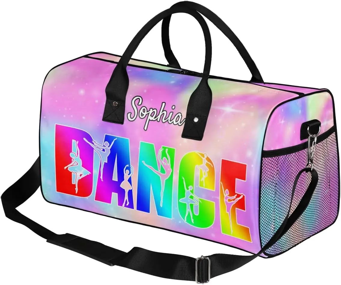 Personalized Dance Bag Gym Bags, Custom Neme Dance Ballet Sports Duffel Bags Weekender Bags Custom Travel Duffel Bag Bag Colorful Glitter Themes