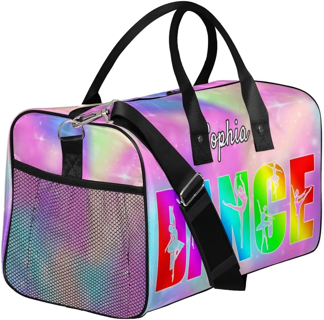 Personalized Dance Bag Gym Bags, Custom Neme Dance Ballet Sports Duffel Bags Weekender Bags Custom Travel Duffel Bag Bag Colorful Glitter Themes