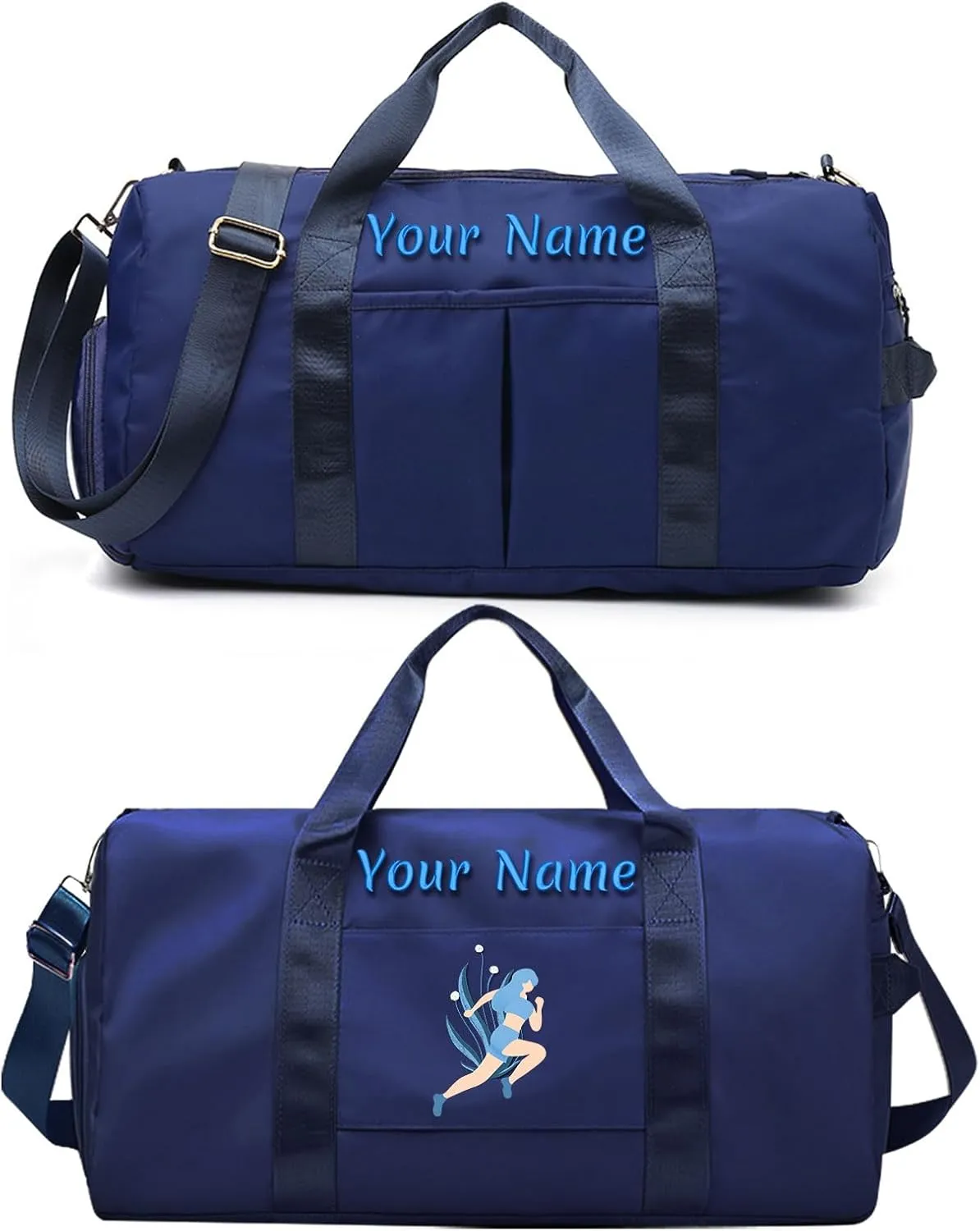 Personalized Duffle Bag with Photo Name Text, Customized Travel Bags with Wet Dry Pockets & Shoe Compartment, Custom Ballet Dance Sport Gym Bag for Women Girls