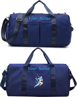 Personalized Duffle Bag with Photo Name Text, Customized Travel Bags with Wet Dry Pockets & Shoe Compartment, Custom Ballet Dance Sport Gym Bag for Women Girls