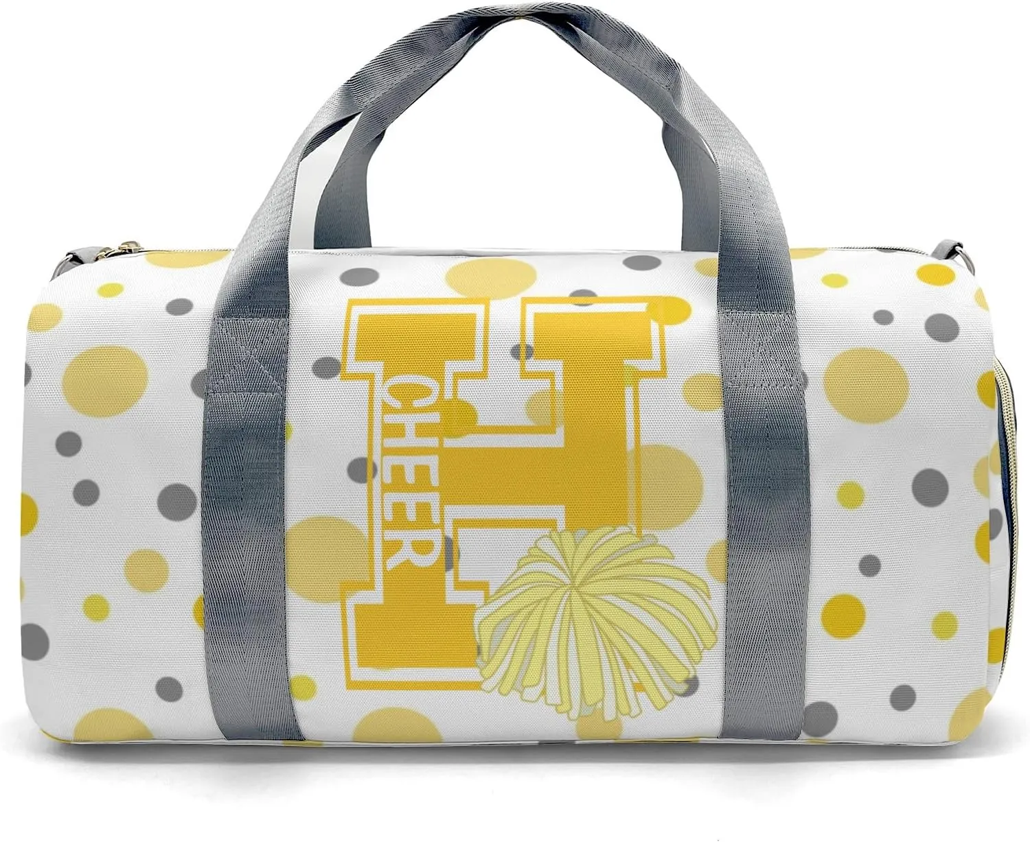 Personalized Gift Duffel Bag Polka Dots Bow Yellow Cheerleader Pom-pom Travel in Style: Trendy Bags for Sport and Leisure