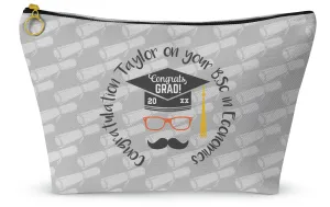 Personalized Hipster Graduate Makeup Bag - Large - 12.5"x7"