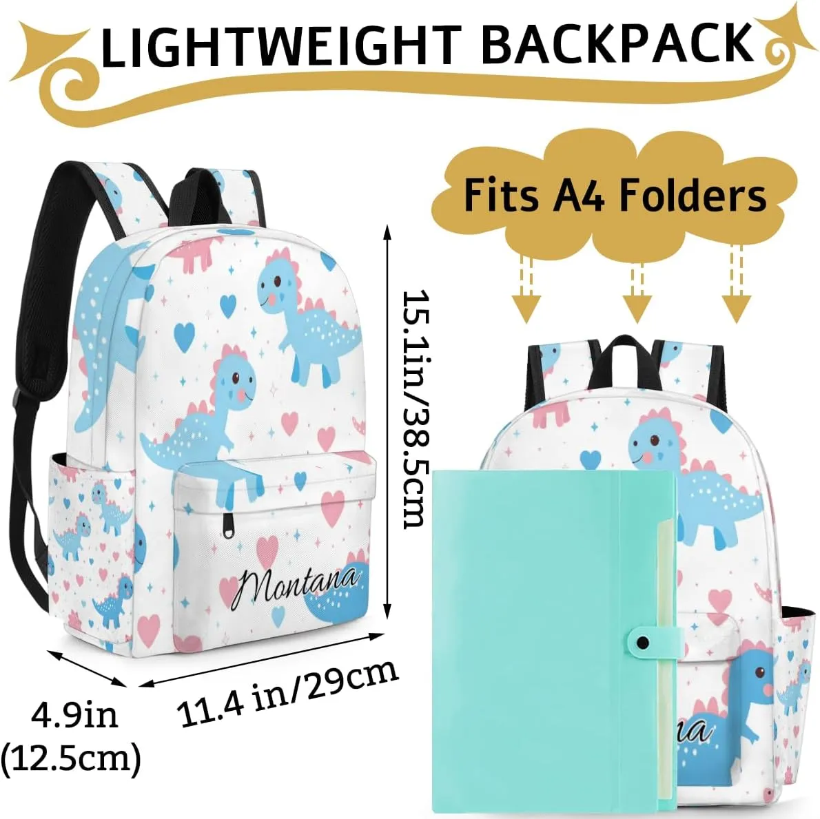 Personalized Kids Backpack for Boys Girls Toddler Perschool Kindergarten Bookbag Child Daycare Travel Bag