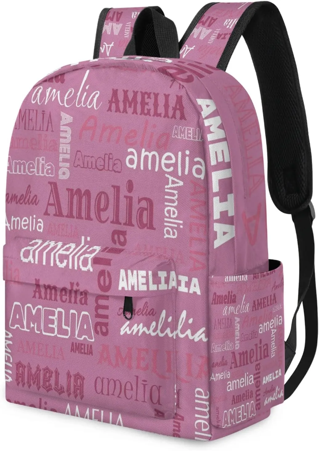 Personalized Name Backpack Custom Shoulder Bags for Women Men Waterproof Travel Casual Daypack Laoptop Bag 15.1in, Berry