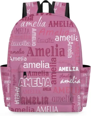 Personalized Name Backpack Custom Shoulder Bags for Women Men Waterproof Travel Casual Daypack Laoptop Bag 15.1in, Berry