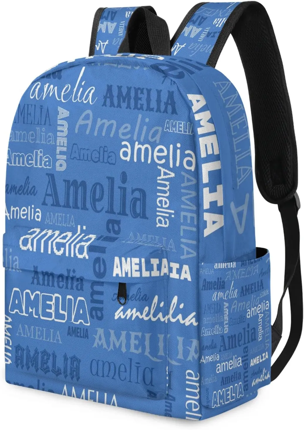 Personalized Name Backpack Custom Shoulder Bags for Women Men Waterproof Travel Casual Daypack Laoptop Bag 15.1in, Blue