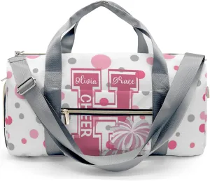 Personalized Name Duffel Bag Polka Dots Bow Pink Cheerleader Pom-pom On-the-Go Fitness: Travel Bags Designed for Active Living
