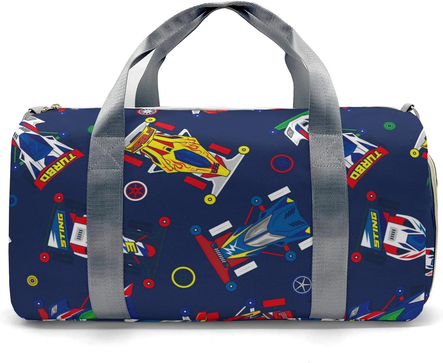 Personalized Name Duffel Bag Pop and Colorful Classic Mini 4WD Toys Car Ultimate Travel Bags: Your Companion for Every Adventure