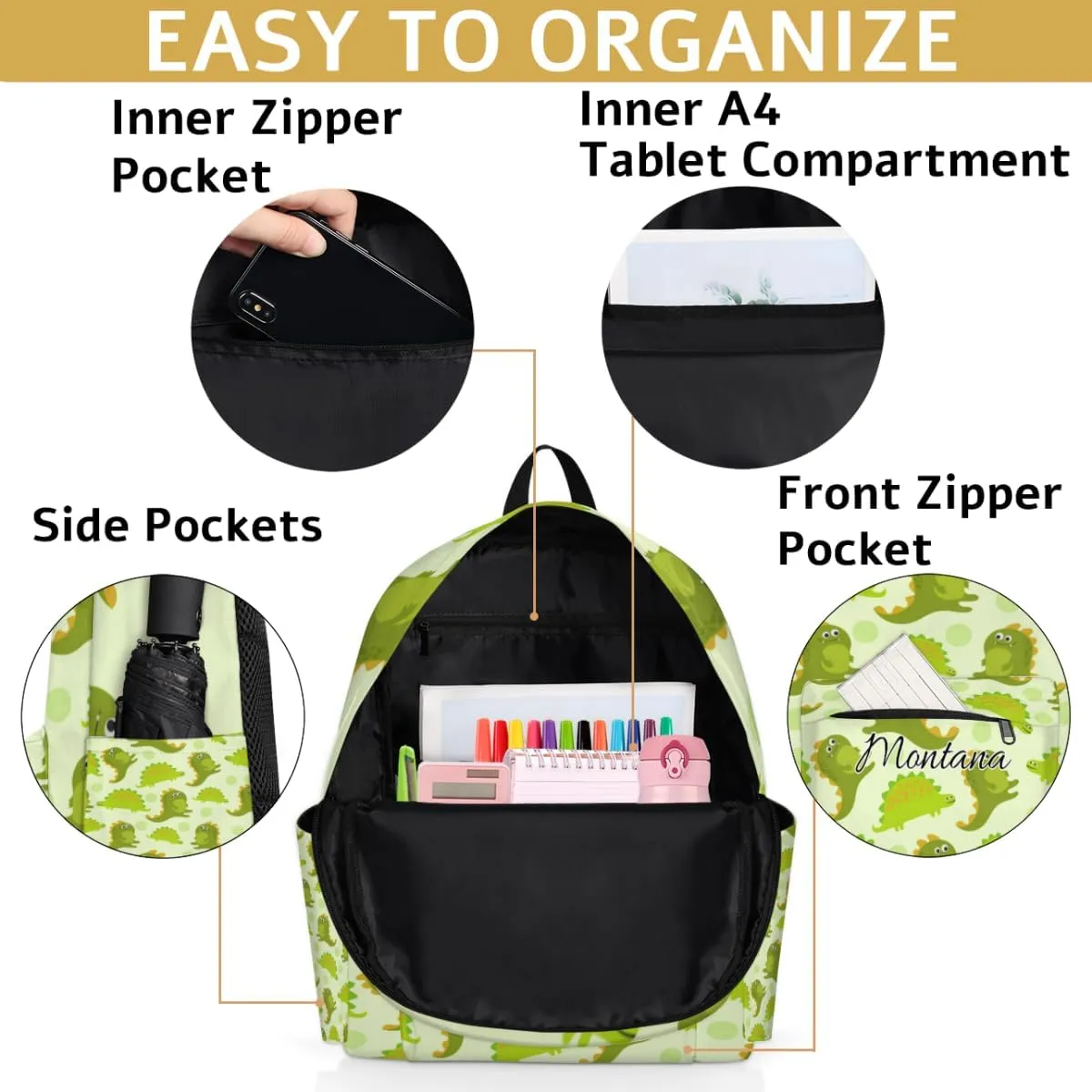 Personalized Toddler Backpack for Kindergarten, Boys Waterproof Preschool Elementary Bookbag Cute Backpack for Kids