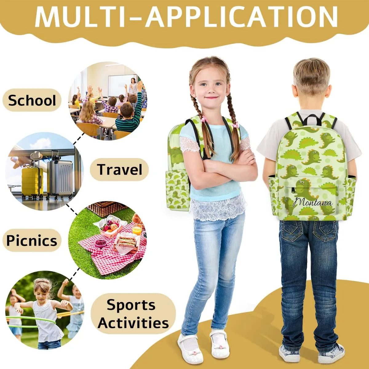 Personalized Toddler Backpack for Kindergarten, Boys Waterproof Preschool Elementary Bookbag Cute Backpack for Kids