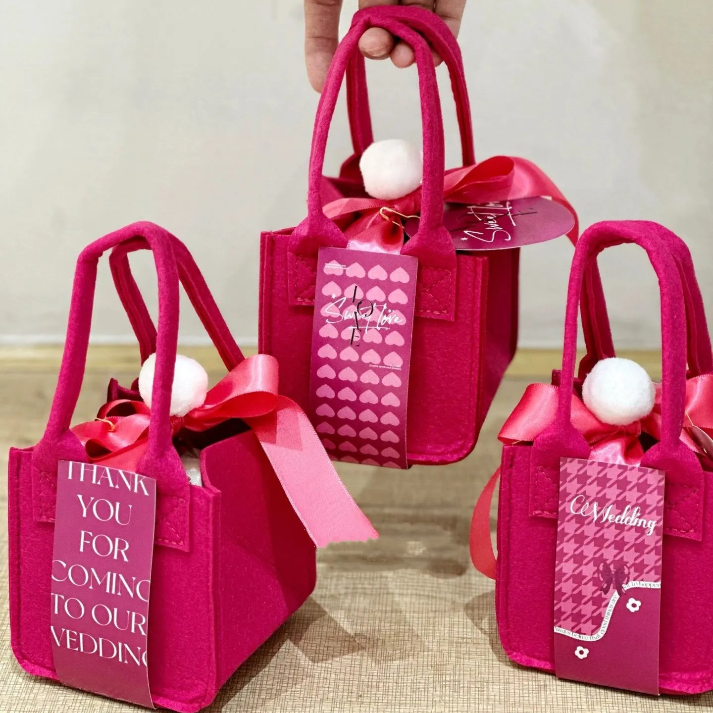 Pink Non-Woven Party Bags Gift Bags with Handles Pack 10