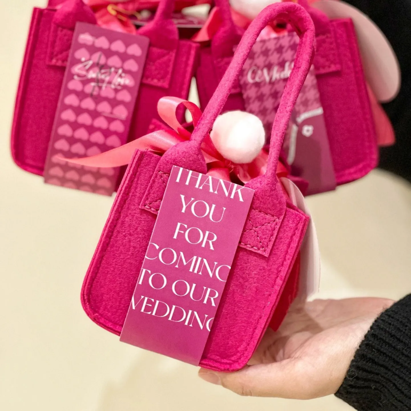 Pink Non-Woven Party Bags Gift Bags with Handles Pack 10
