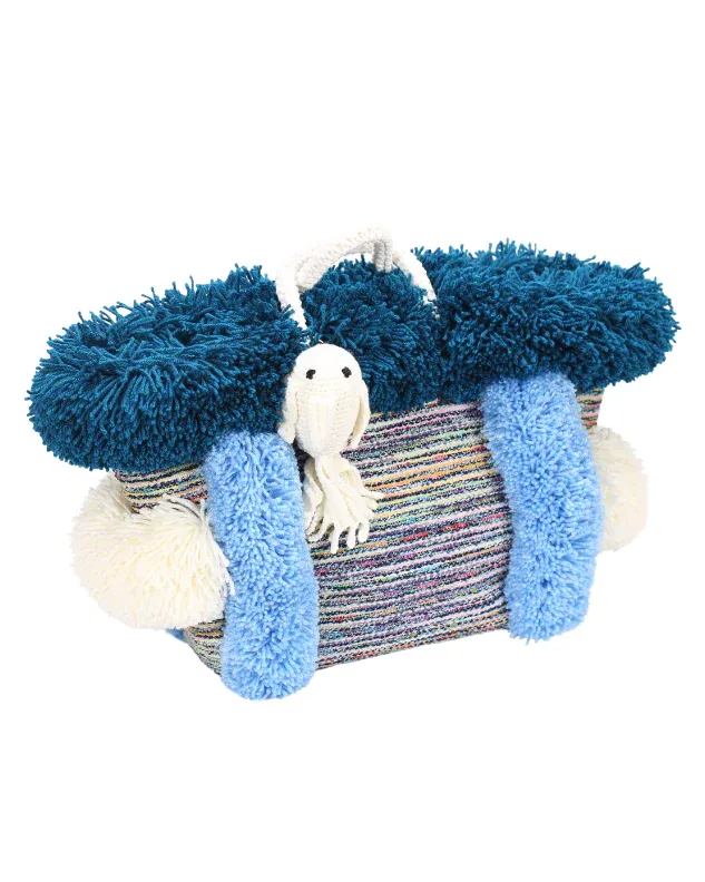 Pom Pom Large Tote Basket Bag