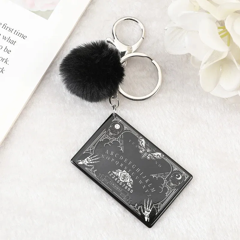 Pom Pom Ouija Planchette Keychain Handbag Charm (Various Designs)