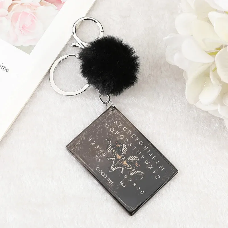 Pom Pom Ouija Planchette Keychain Handbag Charm (Various Designs)