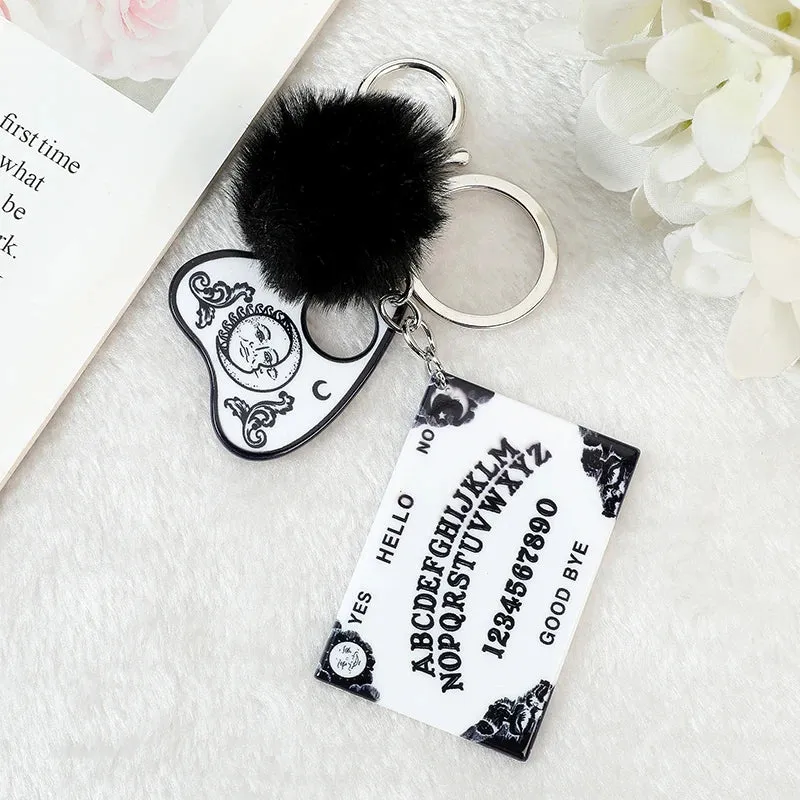 Pom Pom Ouija Planchette Keychain Handbag Charm (Various Designs)