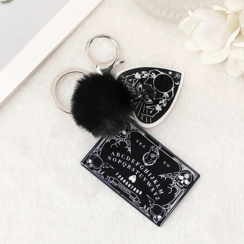 Pom Pom Ouija Planchette Keychain Handbag Charm (Various Designs)