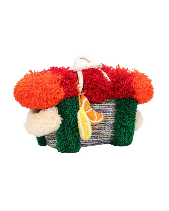 Pom Pom Small Tote Basket Bag