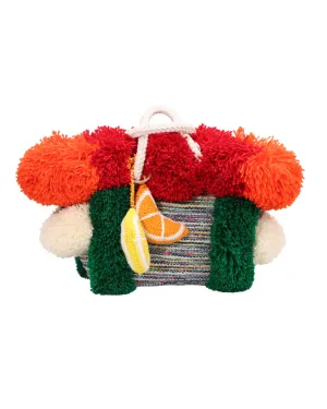 Pom Pom Small Tote Basket Bag