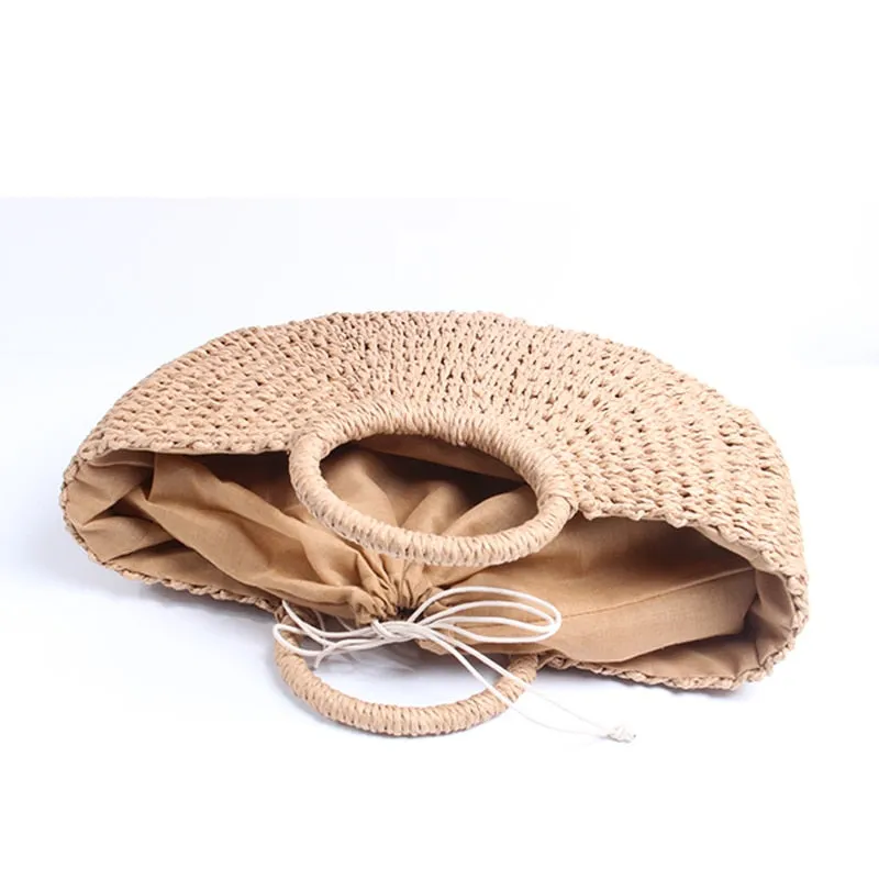 Pom-pom Weaved Straw Bag