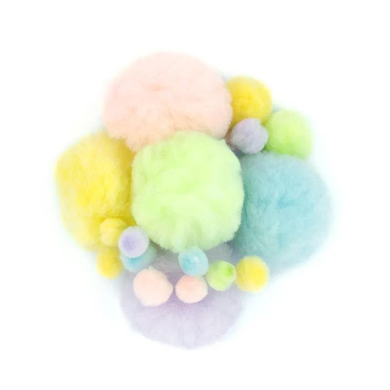 POM POMS PLUSH PASTEL ASST SIZES 60PC