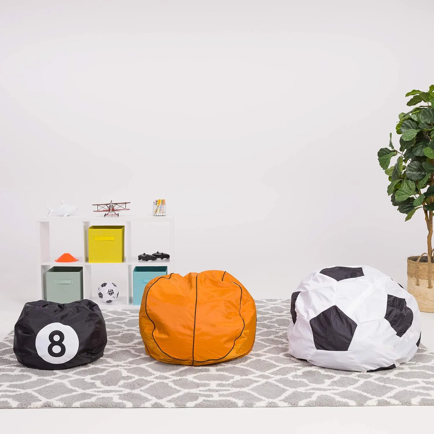 Posh Beanbags Bean Bag Chair, Medium-27in, Sports Soccer Ball Purple and White