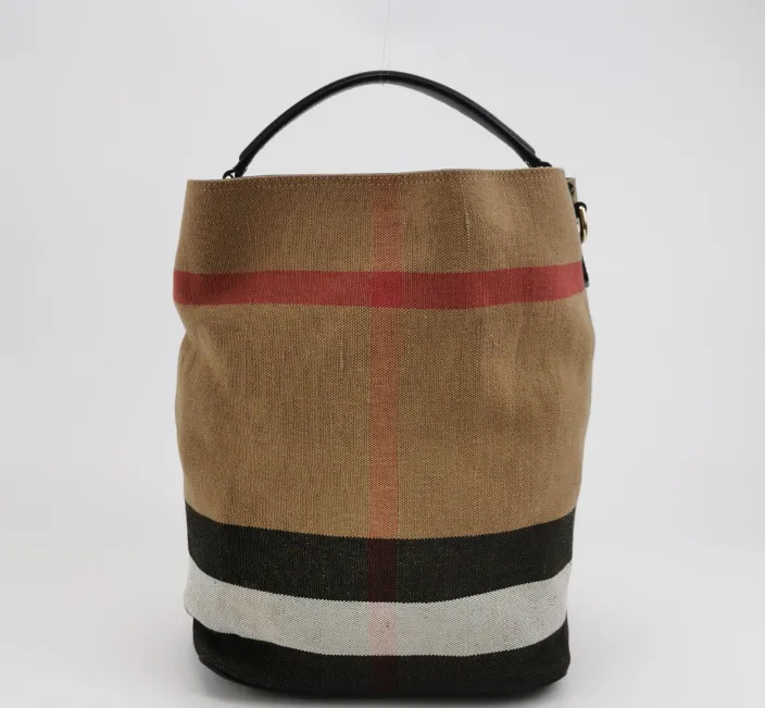 Preloved Burberry Ashby Canvas bucket bag 26*34*20cm Khaki 250417781153236