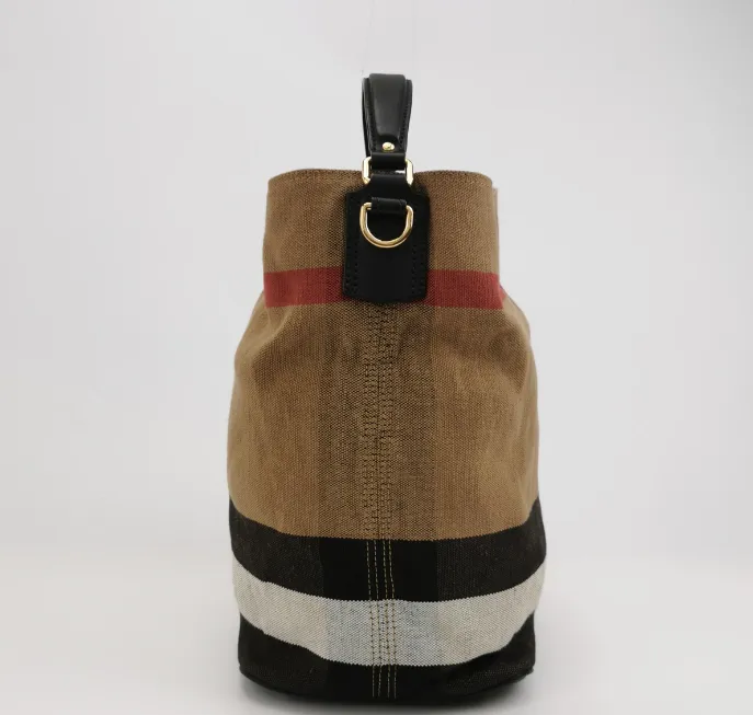 Preloved Burberry Ashby Canvas bucket bag 26*34*20cm Khaki 250417781153236