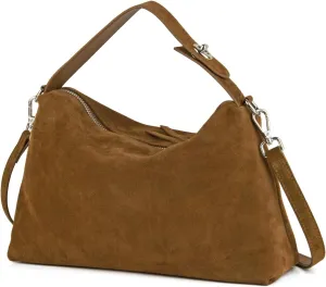 Premium Suede Leather Crossbody Bags for Women, Slouchy Suede Shoulder Bag with Adjustable Strap and Tote Handbag