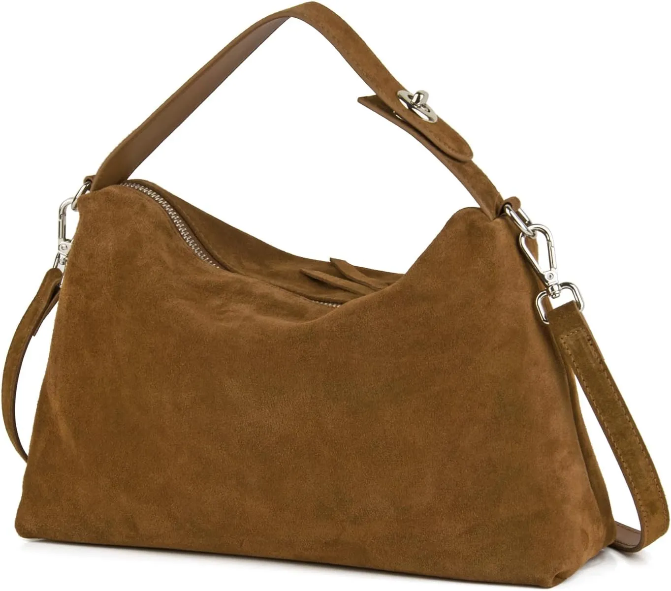 Premium Suede Leather Crossbody Bags for Women, Slouchy Suede Shoulder Bag with Adjustable Strap and Tote Handbag