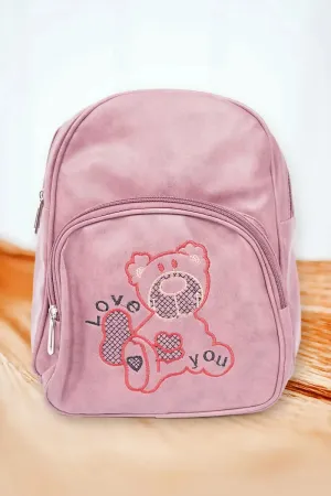 Premium Teddy Design Backpack for Kids( Pink )