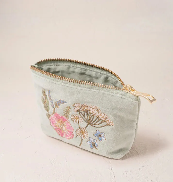 Pressed Flowers Coin Purse - Sage