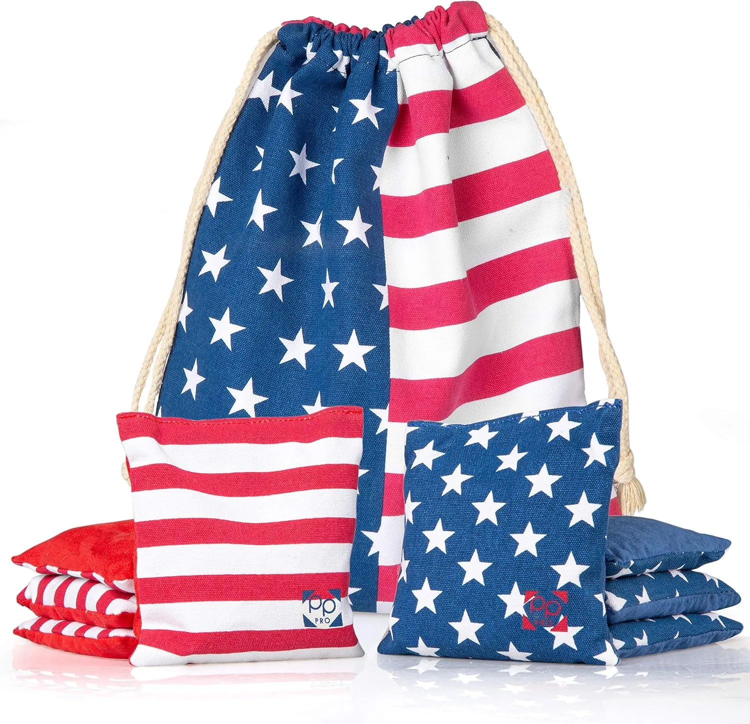 Professional Cornhole Bags - Set of 8 Regulation All Weather Double Sided - Sticky Side/Slick Side Bean Bags for Pro Corn Hole Game