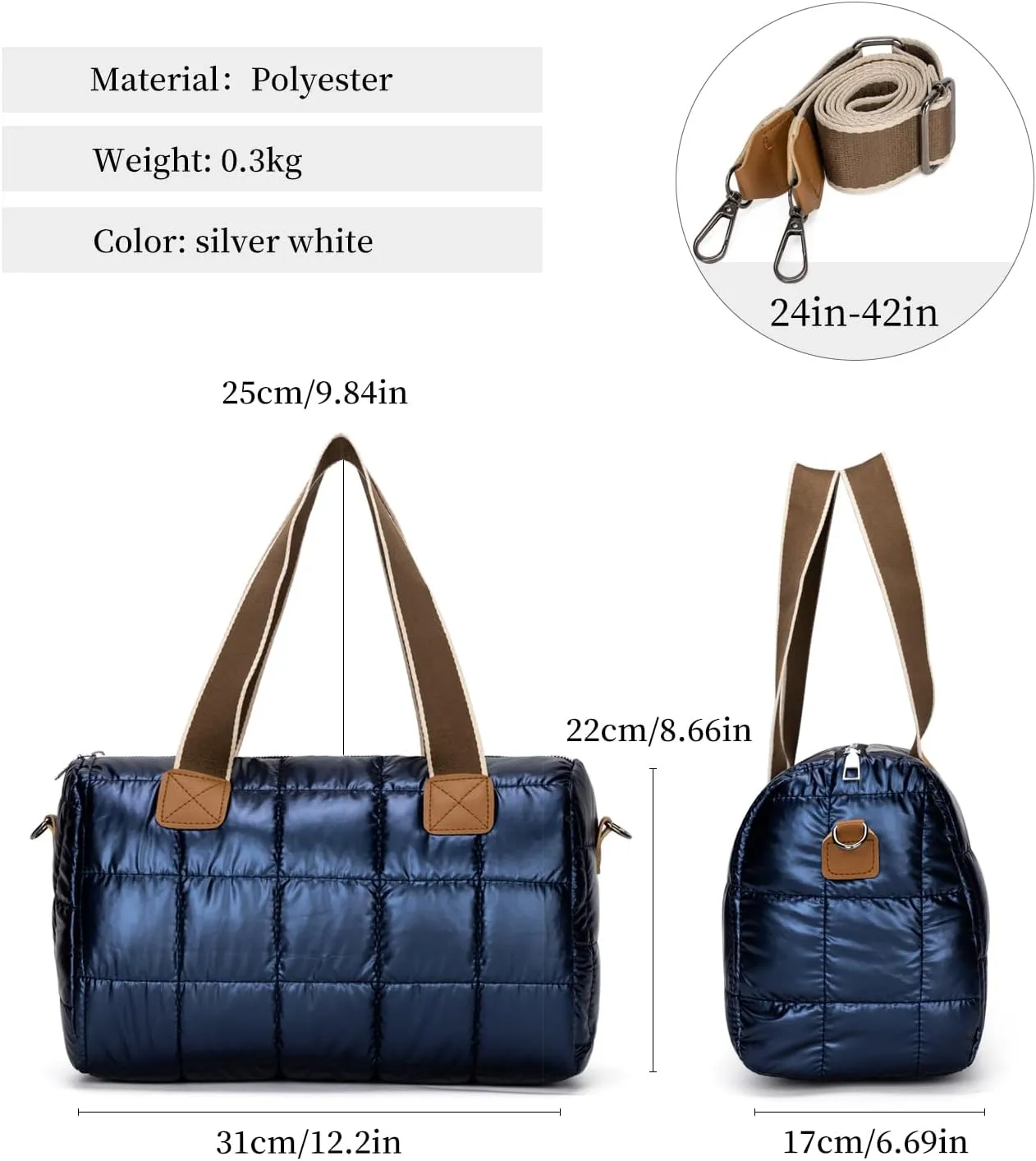 Puffer Tote Bag for Women Quilted Crossbody Bags Large Down Cotton Soft Padded Handbag