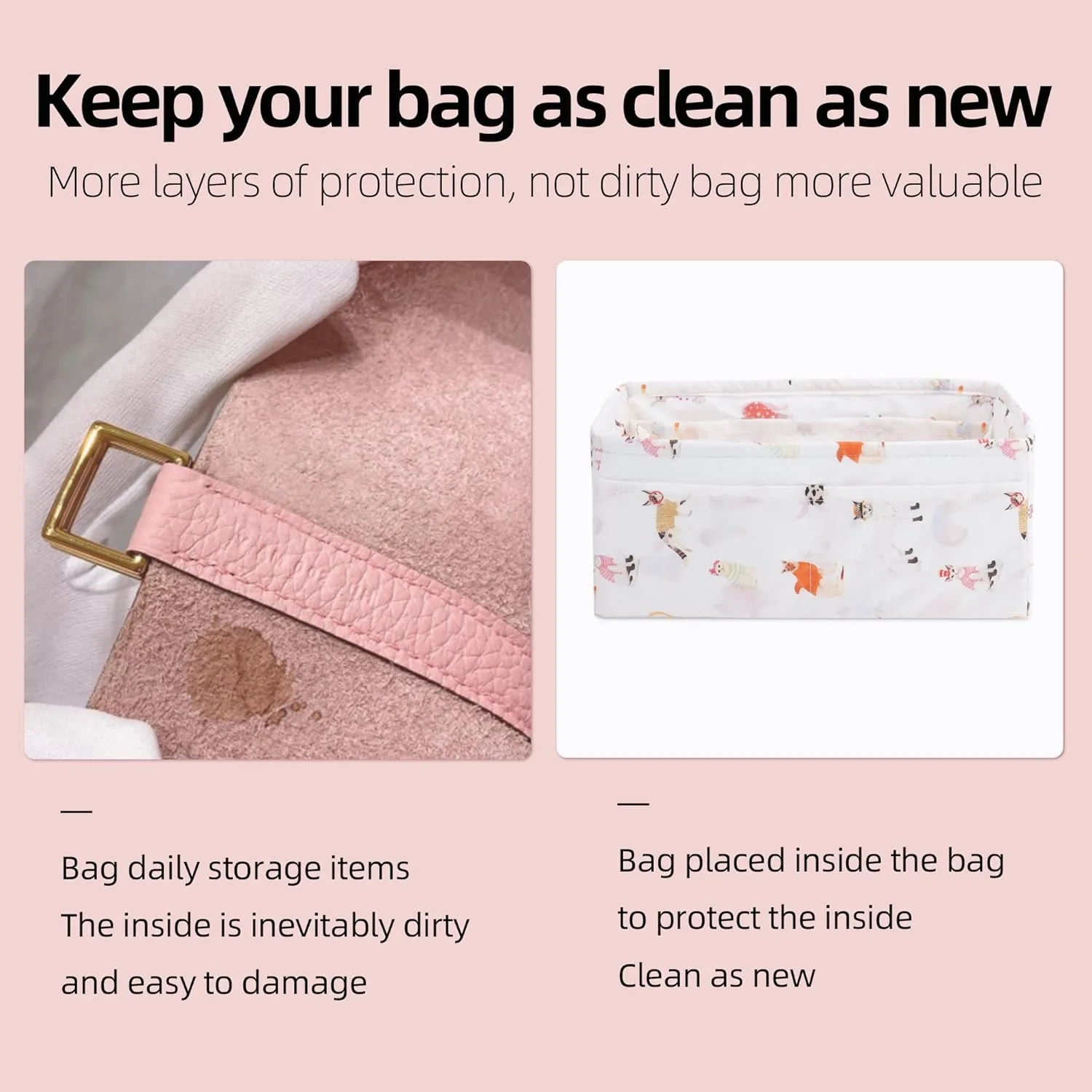 Purse Organizer Insert fits Kelly24/24 mini/29/35 bags, Lightweight Bag organizer for Women Luxury Handbag Tote, Soft Inner Bag (24/24-mini, Cat Paradise)