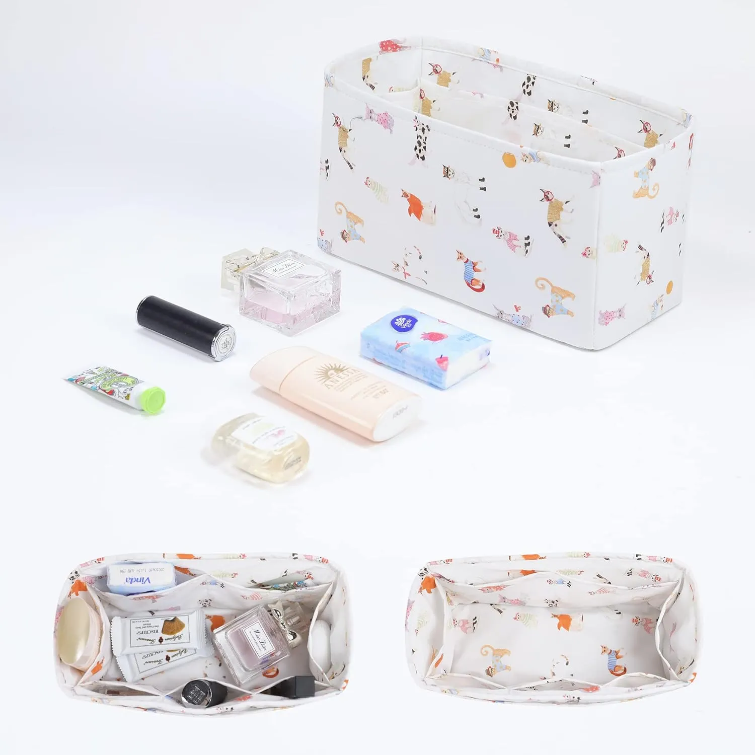 Purse Organizer Insert fits Kelly24/24 mini/29/35 bags, Lightweight Bag organizer for Women Luxury Handbag Tote, Soft Inner Bag (24/24-mini, Cat Paradise)