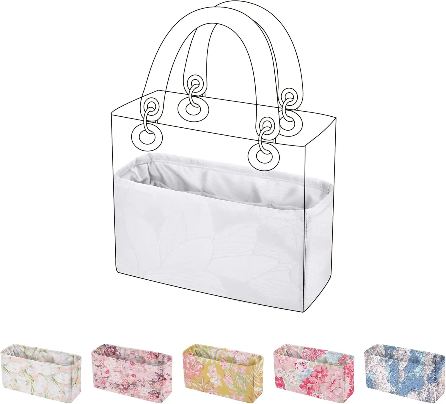 Purse Organizer Insert for LadyDior Bags, Soft Handbag Tote Organizer Liner, Women Luxury Handbag Tote Inner Bag(Small, Snowflake)
