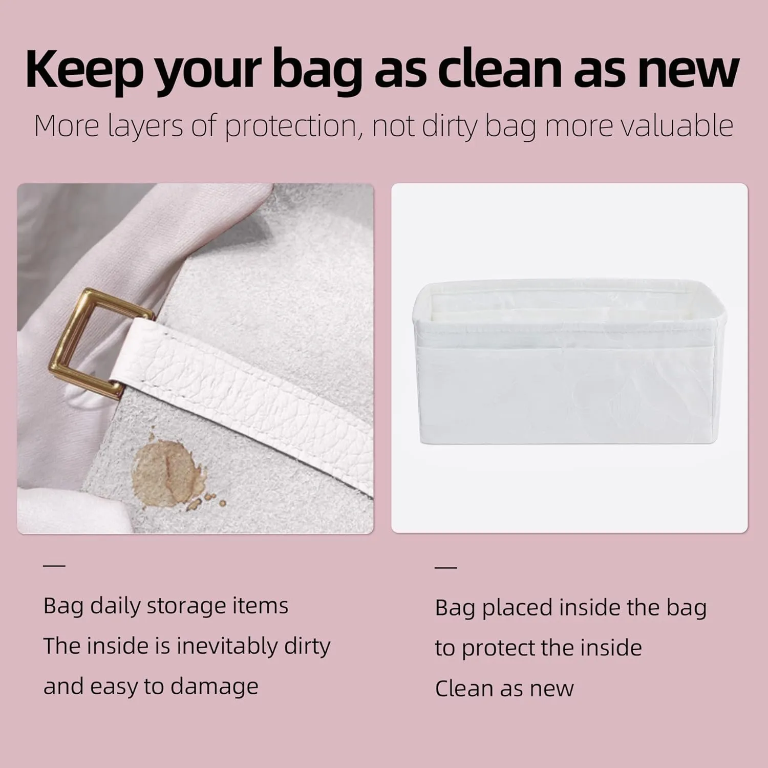 Purse Organizer Insert for LadyDior Bags, Soft Handbag Tote Organizer Liner, Women Luxury Handbag Tote Inner Bag(Small, Snowflake)