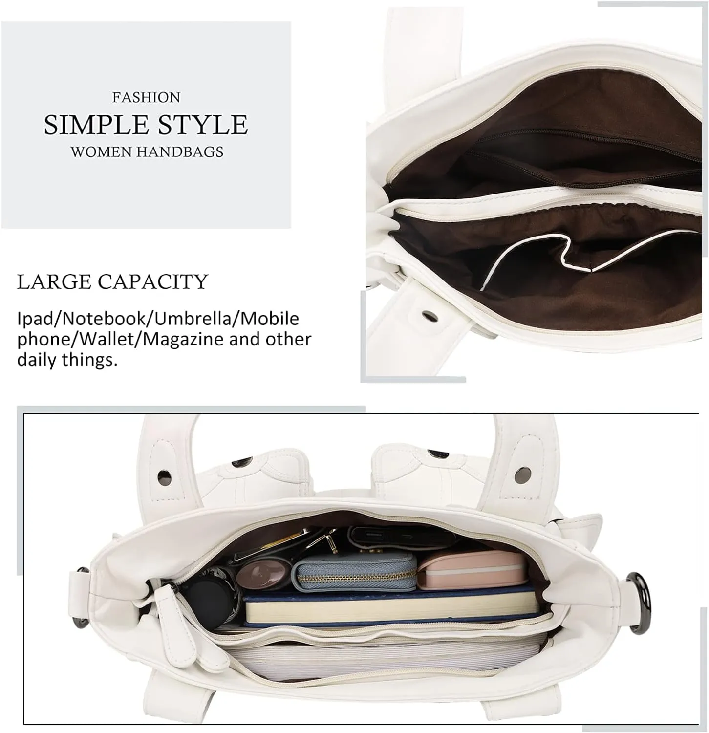 Purses and Handbags for Women Large Hobo Shoulder Bags Soft PU Leather Multi-Pocket Tote Bag
