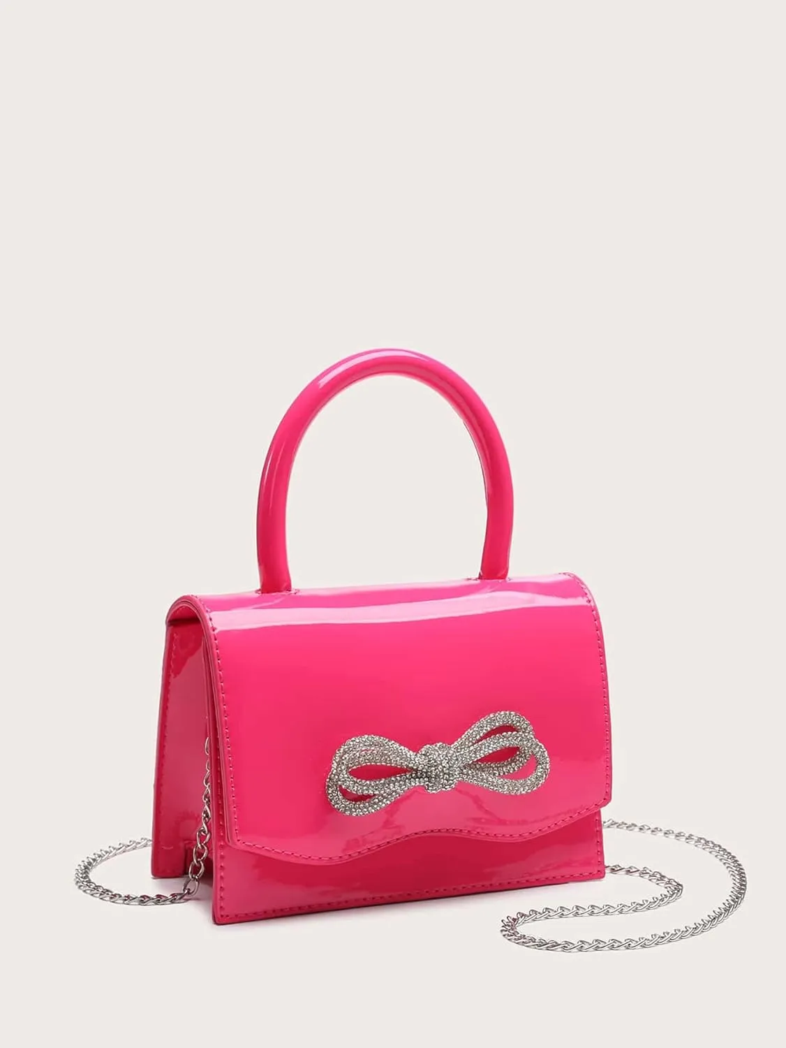 QWINEE Women's Glitter Rhinestone Bow Decor Clutch Purse Prom Bags Sparkle Mini Square Handbags