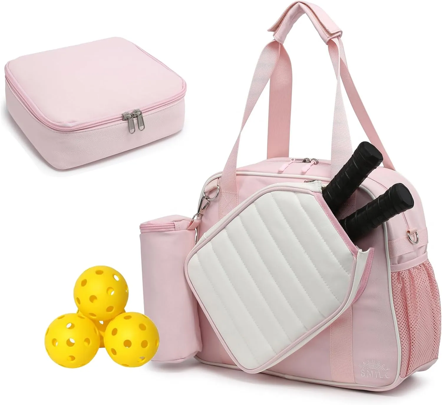 RAINBOW SMILE Crossbody Pickleball Bag with Ice Bag & Ball Bag 3-Piece Sets, Waterproof Pickle Ball Bag Tote Shoulder Bag