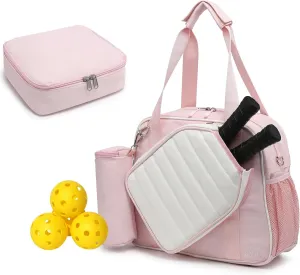 RAINBOW SMILE Crossbody Pickleball Bag with Ice Bag & Ball Bag 3-Piece Sets, Waterproof Pickle Ball Bag Tote Shoulder Bag